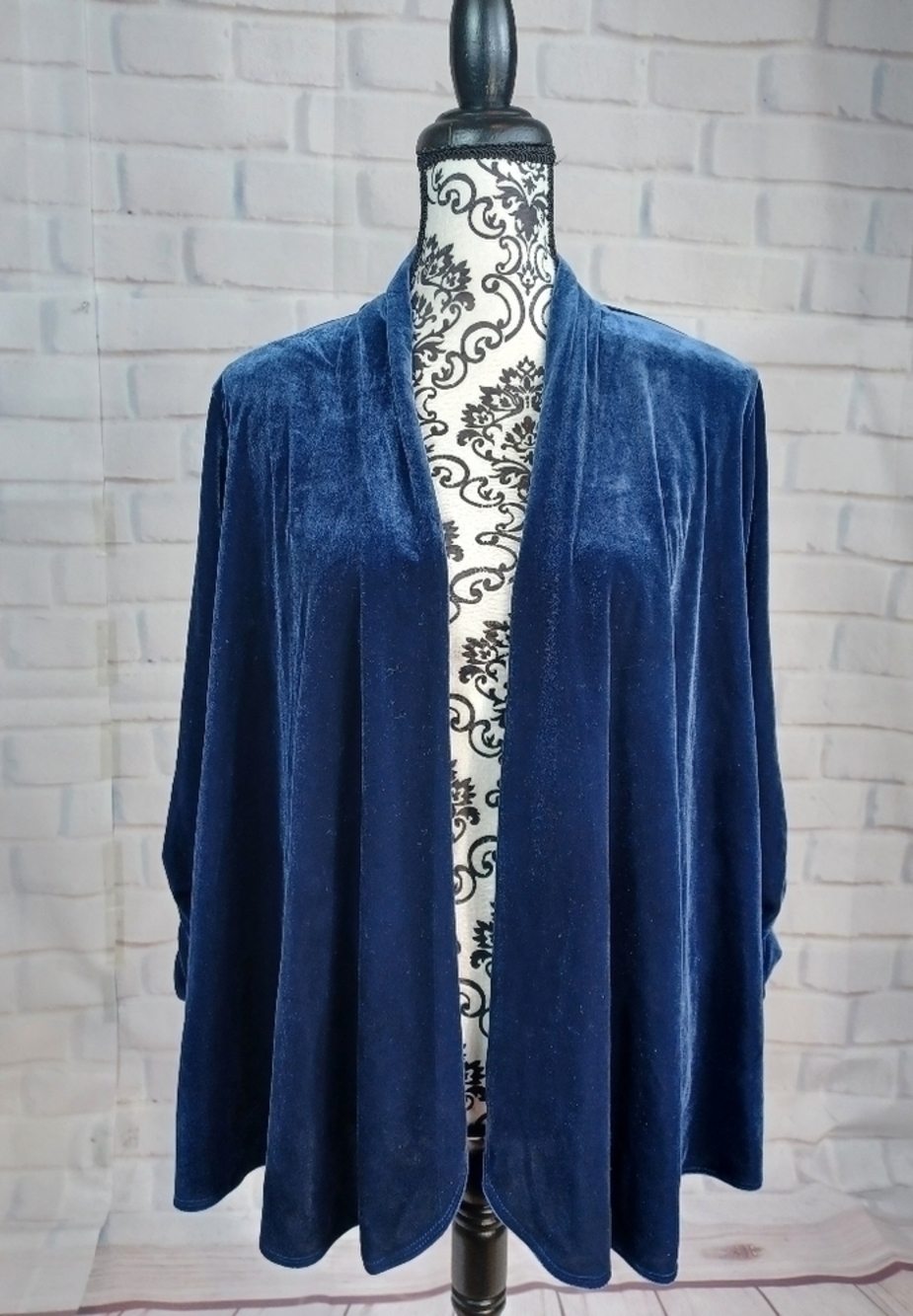 Susan Graver women's long sleeve stretch knit cardigan size M open front b29